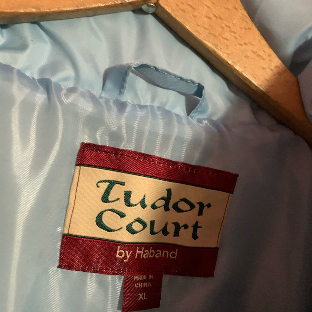 Embroidered Baby Blue Down Coat / Jacket - Picture 4 of 7